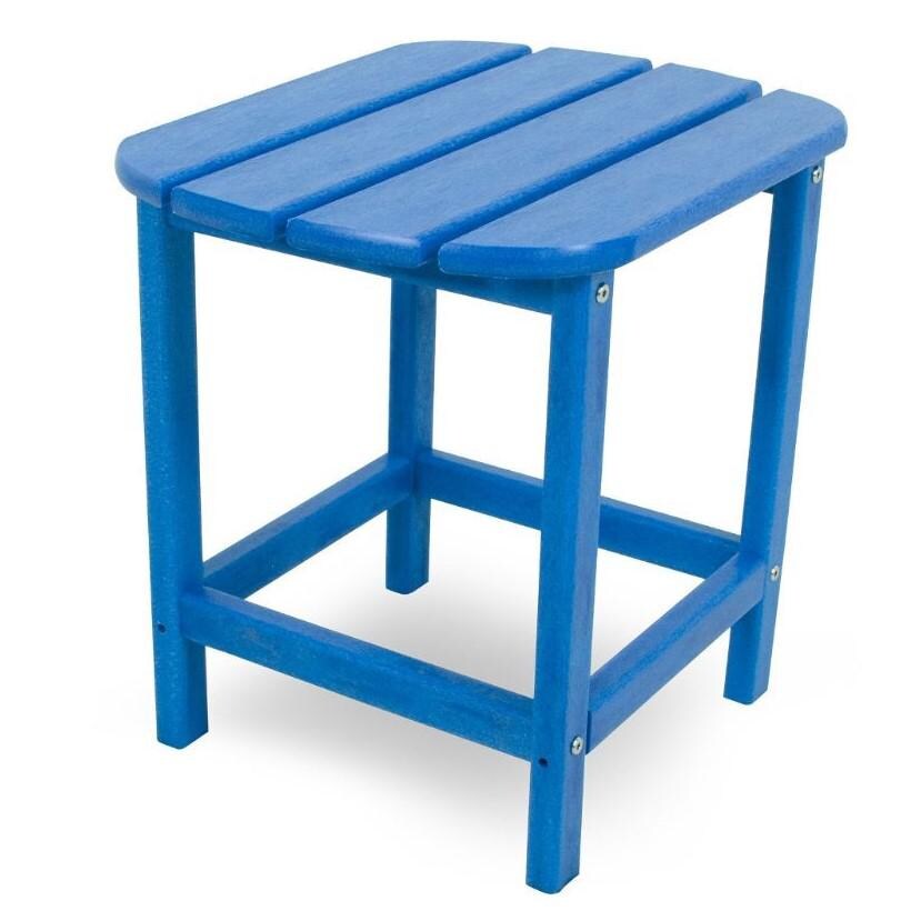 South Beach Pacific Blue Recycled Plastic Wood 19 X 15 Inch Rectangular Patio End Table By POLYWOOD