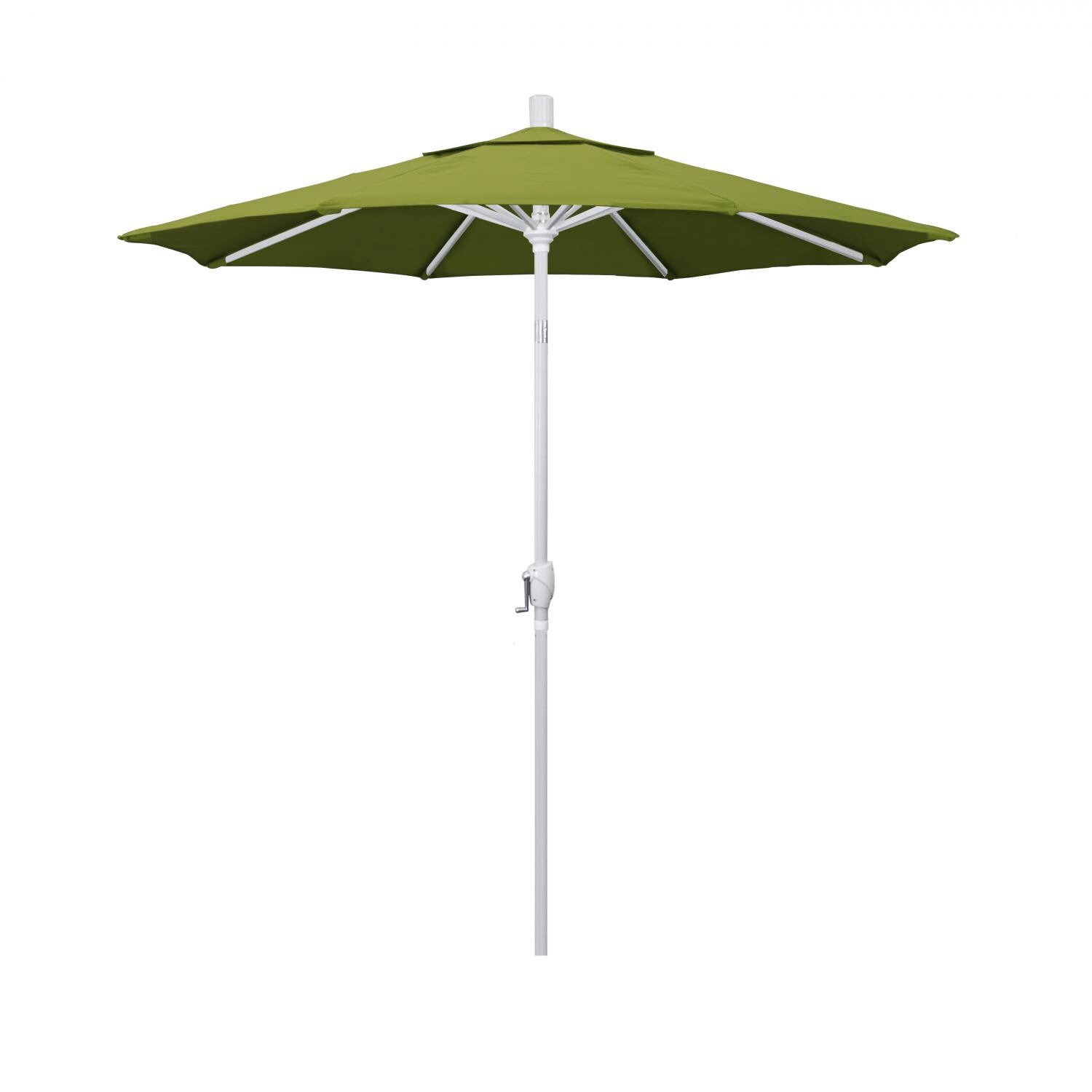 California Umbrella 7.5 Ft Octagonal Aluminum Push Button Tilt Patio Umbrella W/ Crank Lift & Aluminum Ribs - Matted White Frame / Olefin Kiwi Canopy thumbnail