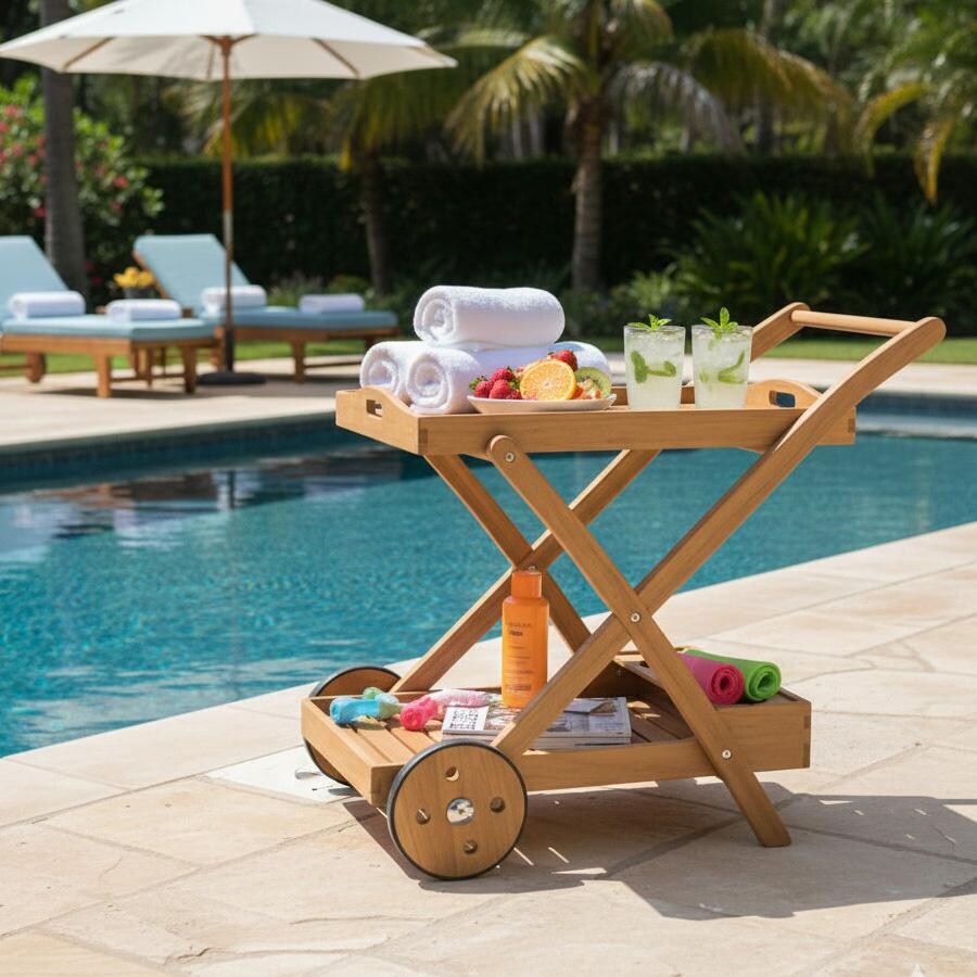 Serving Cart W/ Removable Tray By Royal Teak Collection