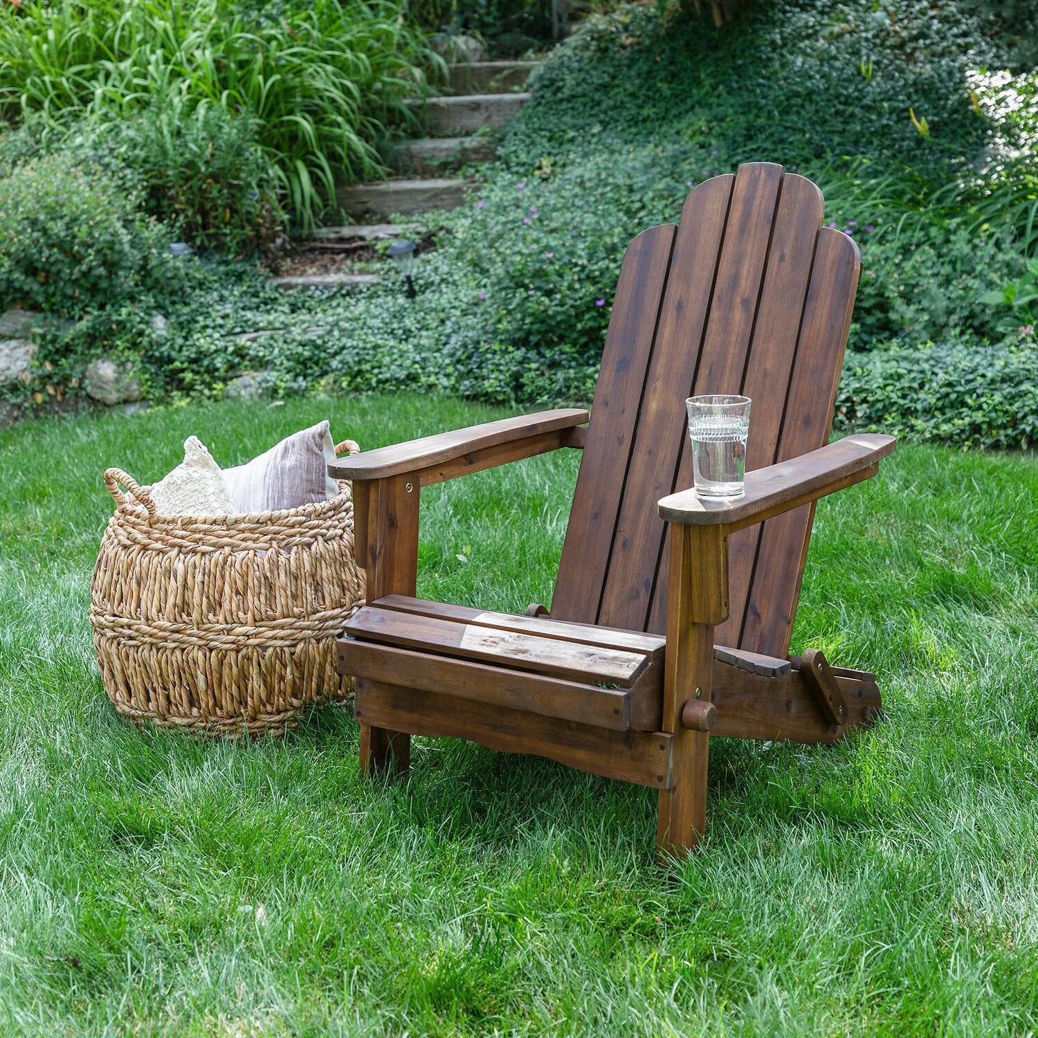 Acacia Folding Adirondack in Dark Brown/ by Ultimate Patio