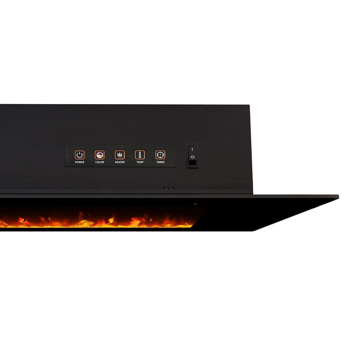 Real Flame 1360E-BK Corretto 72-Inch Wall Mount Electric Fireplace - Black - Controls thumbnail