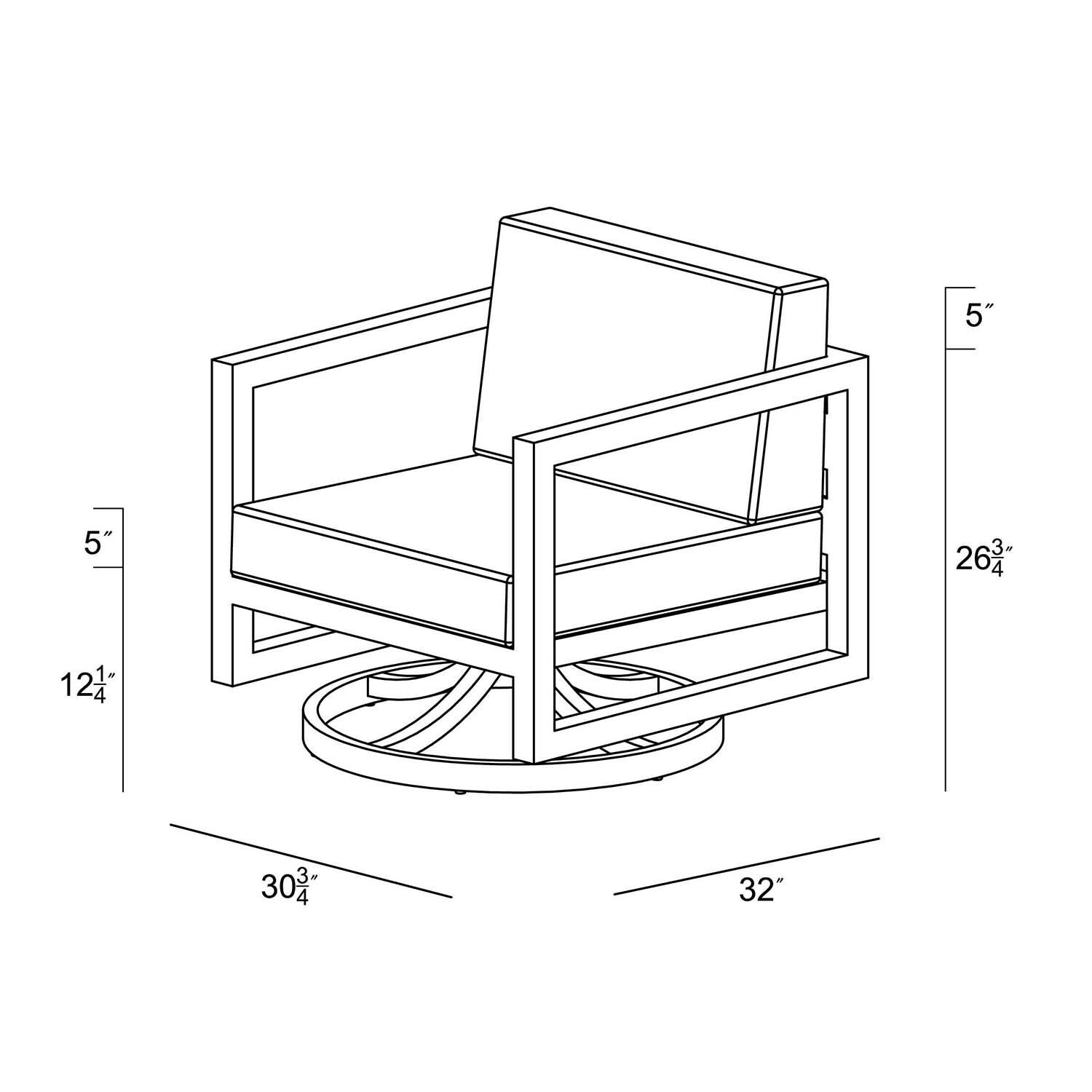 Misty Cove Aluminum Swivel Club Chair in Black/Spectrum Indigo by Lakeview Outdoor Designs - Dimensional thumbnail