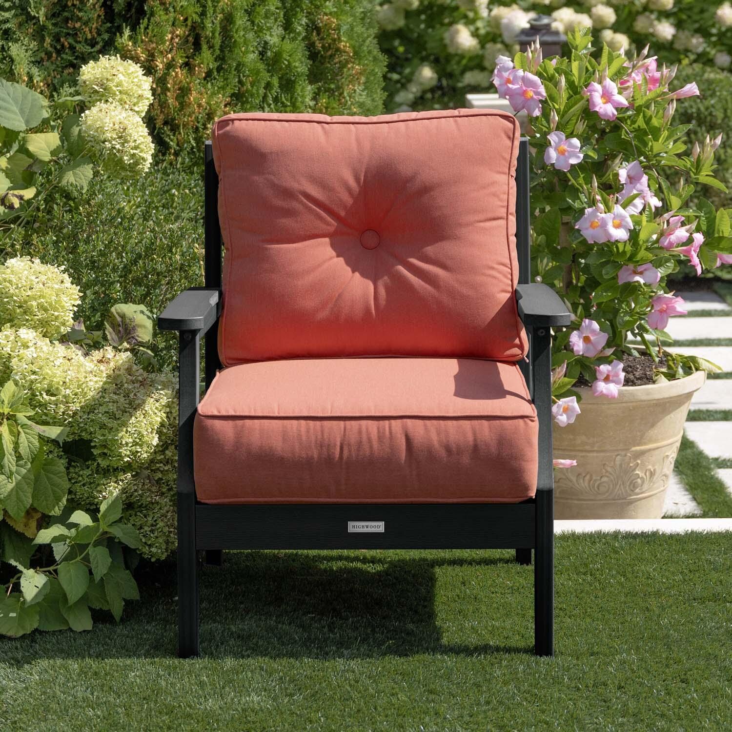 Blushing Bay Recycled Plastic Club Chair in Canvas Persimmon/Black by Lakeview Outdoor Designs