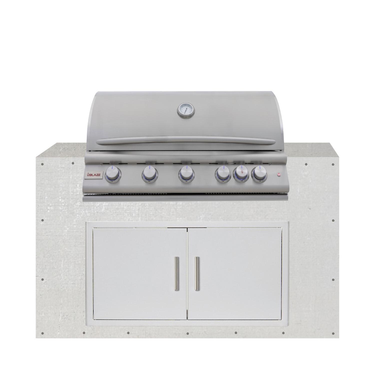 BBQGuys Signature 60-in Ready for Finish Outdoor Kitchen Module w/ Blaze LTE+ 40-in Propane Grill & Double Doors - Module - White Background thumbnail