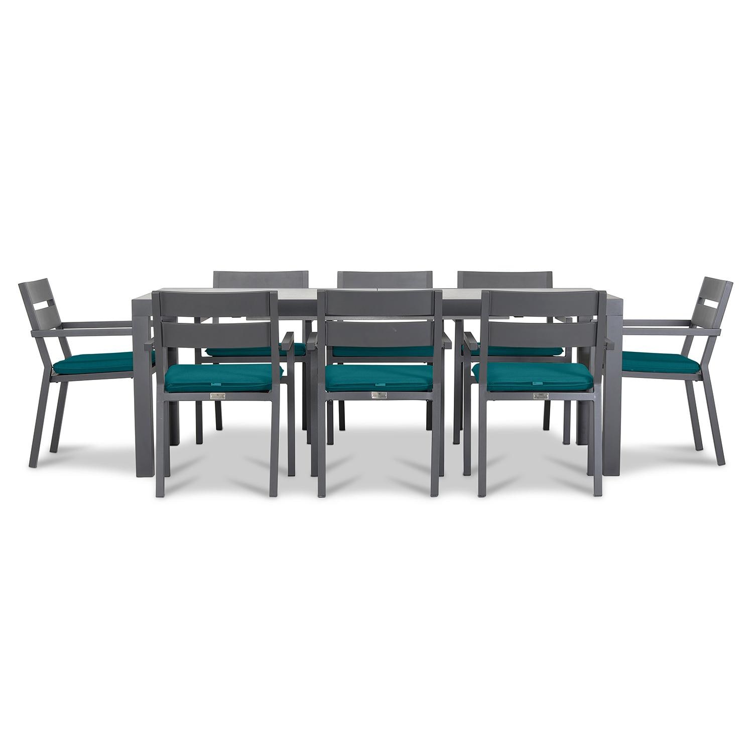 Calm Bay 9 Pc Extendable Dining Set in Slate/Concrete/Spectrum Peacock by Lakeview - White Background 3 thumbnail