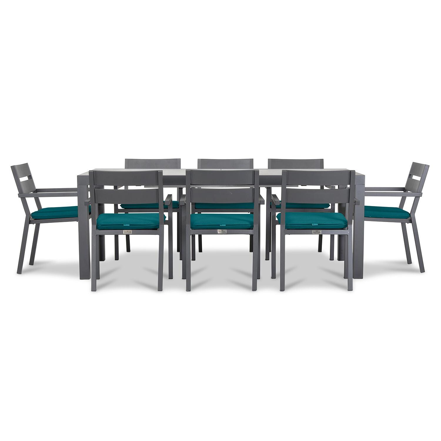 Calm Bay 9 Pc Extendable Dining Set in Slate/Concrete/Spectrum Peacock by Lakeview - White Background 3 thumbnail