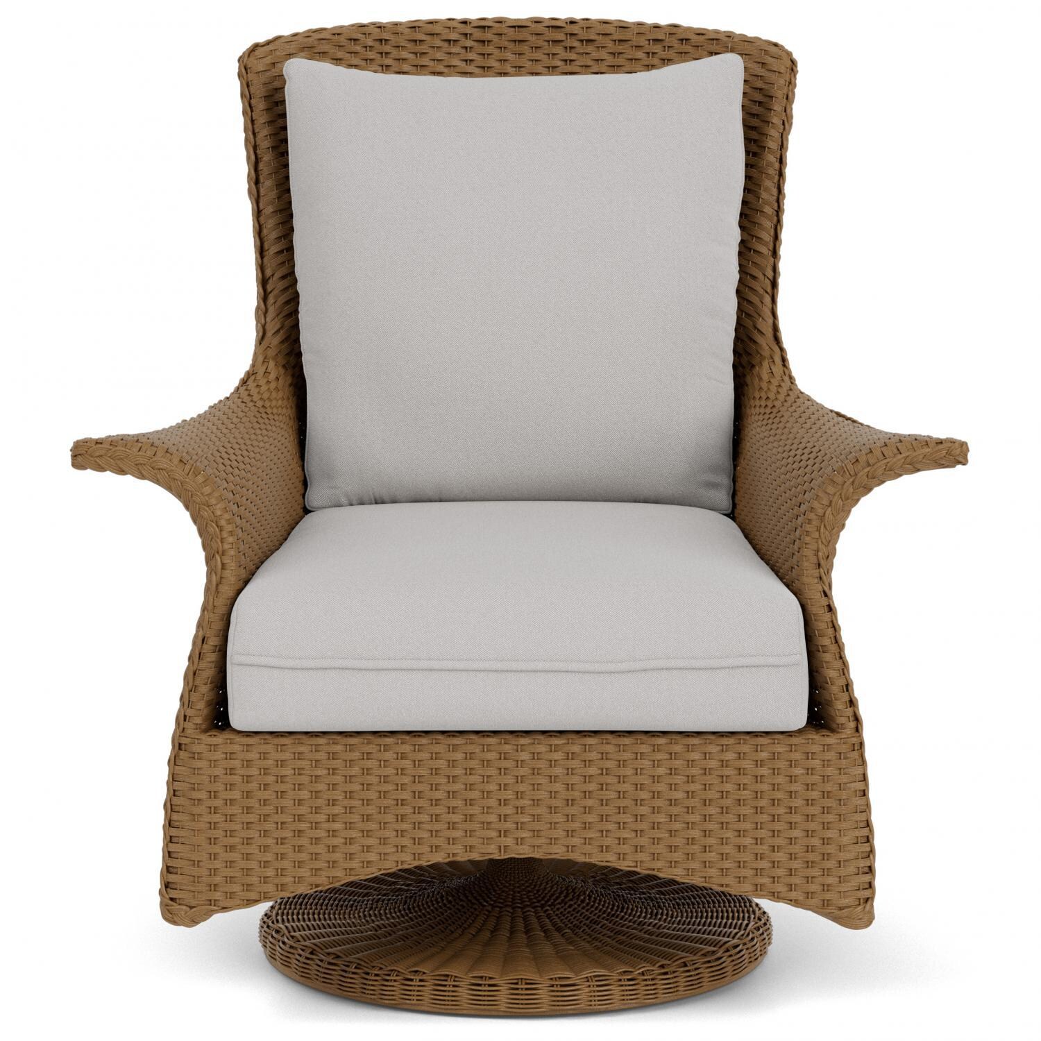 Lloyd Flanders Mandalay Swivel Rocker Lounge Chair in Hickory Finish with Tundra Dove fabric thumbnail