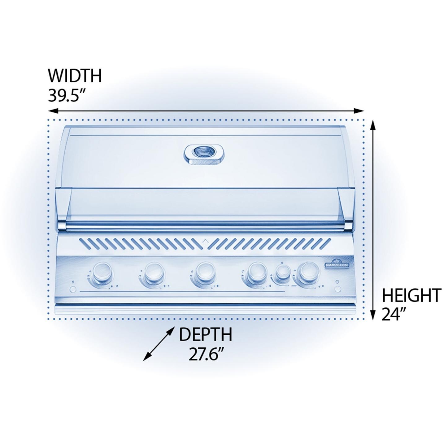 Napoleon BIG38RBNSS Built-In 700 Series 38-Inch Natural Gas Grill with Infrared Rear Burner & Rotisserie Kit - Dimensions - Diagram thumbnail