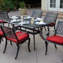 7 Piece Cast Aluminum Patio Dining Set W/ 66 X 40 Inch Rectangular Table By AC Home & Patio