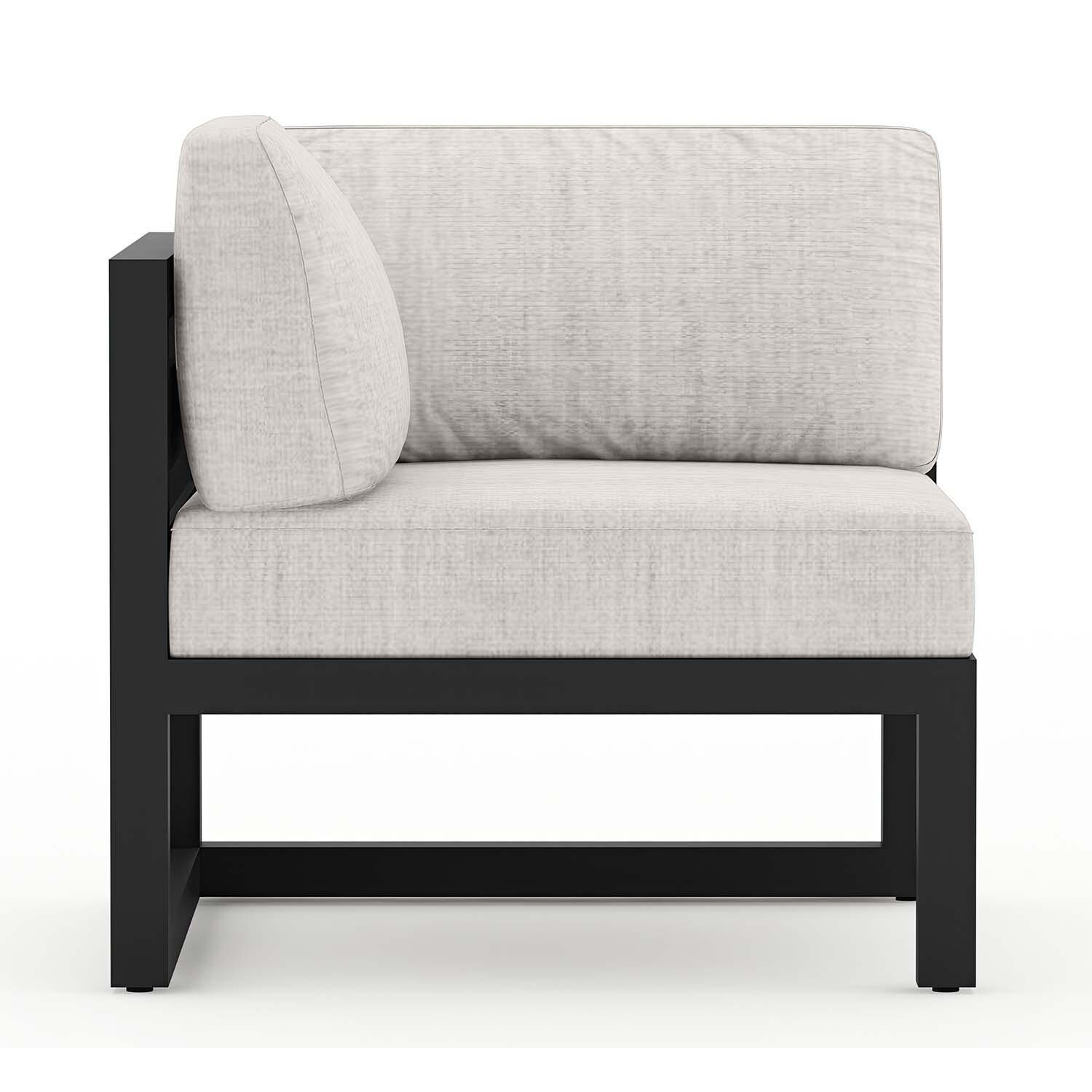 Misty Cove 6 Pc Aluminum Sectional Seating Set w/ Swivel Chairs in Black/Cast Silver by Lakeview Outdoor Designs - Corner Chair- White Background thumbnail