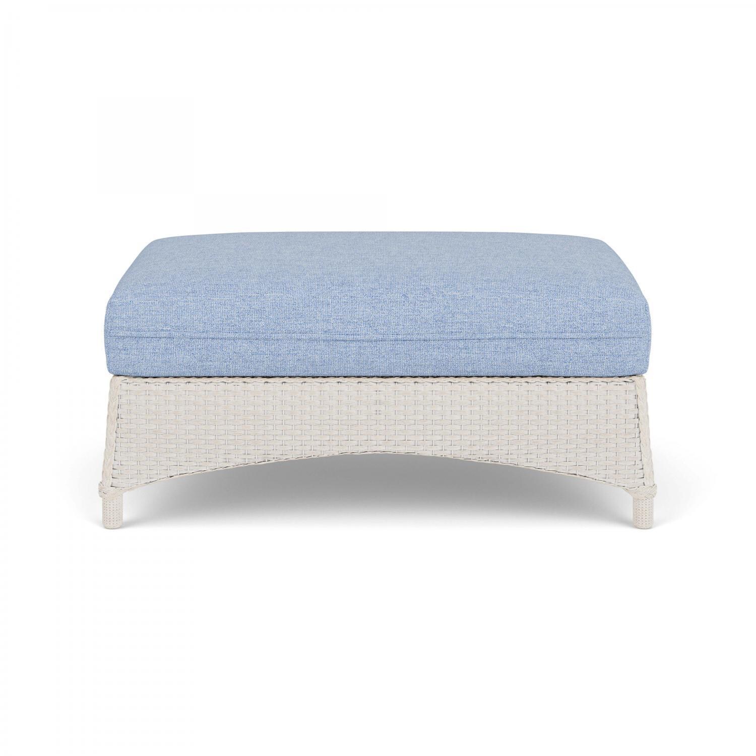 Lloyd Flanders Mandalay Large Ottoman in Antique White Finish with Demo Skyway Fabric - Back thumbnail
