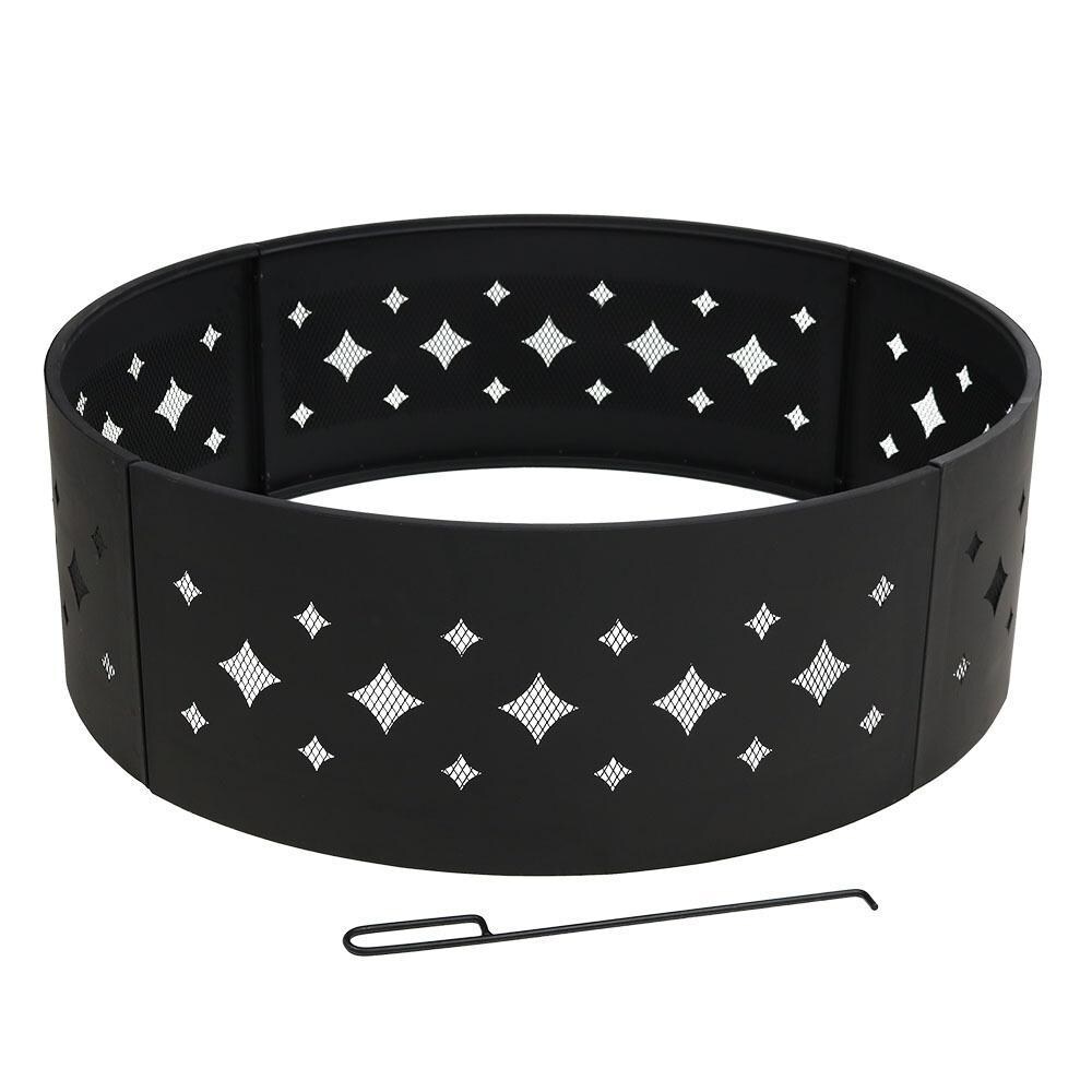 Ultimate Patio 36-Inch Heavy Duty Steel Diamond Cutout Campfire Ring - Main View thumbnail
