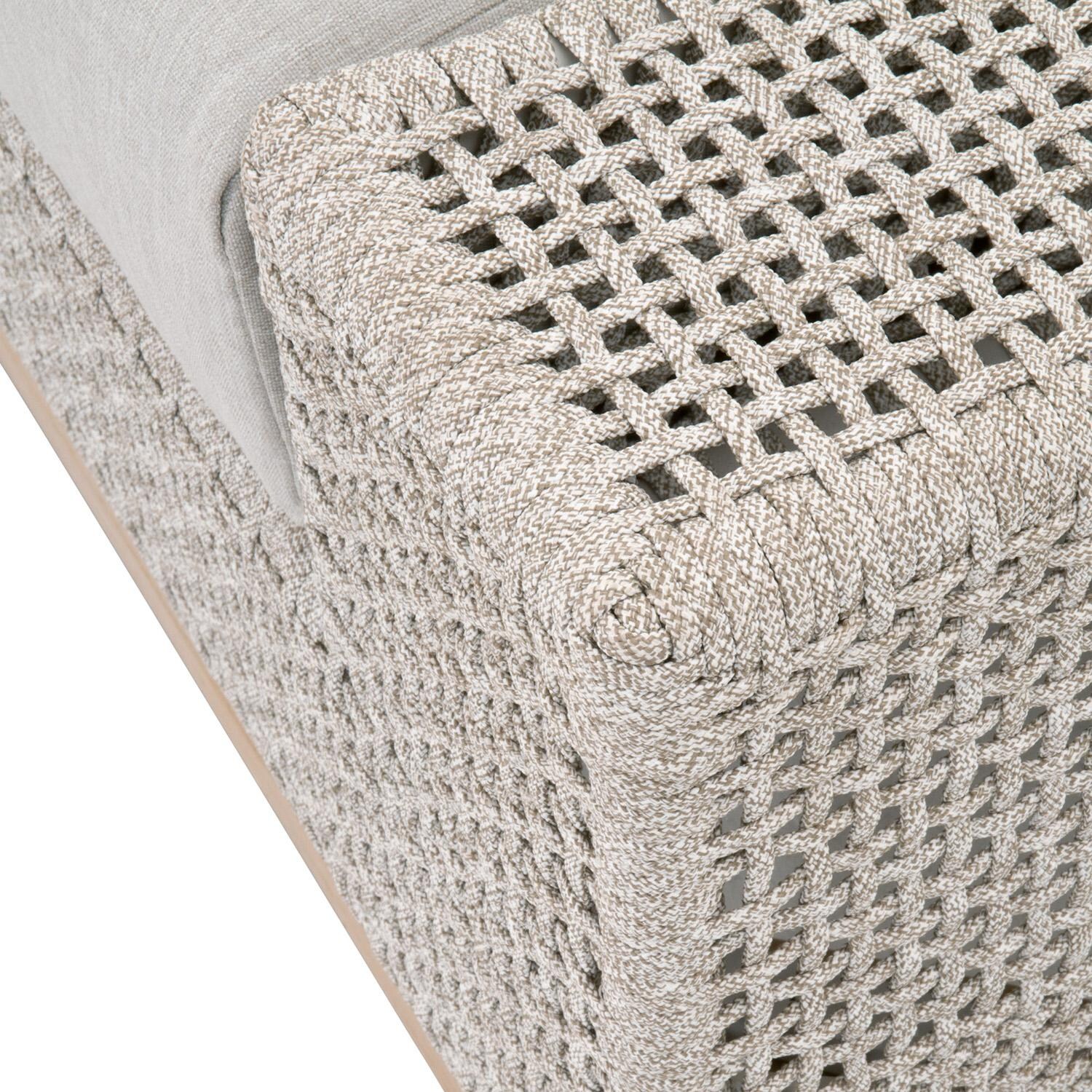 Lakeview Ranch Pointe Woven Rope Ottoman in Taupe & White - Frame Detail thumbnail