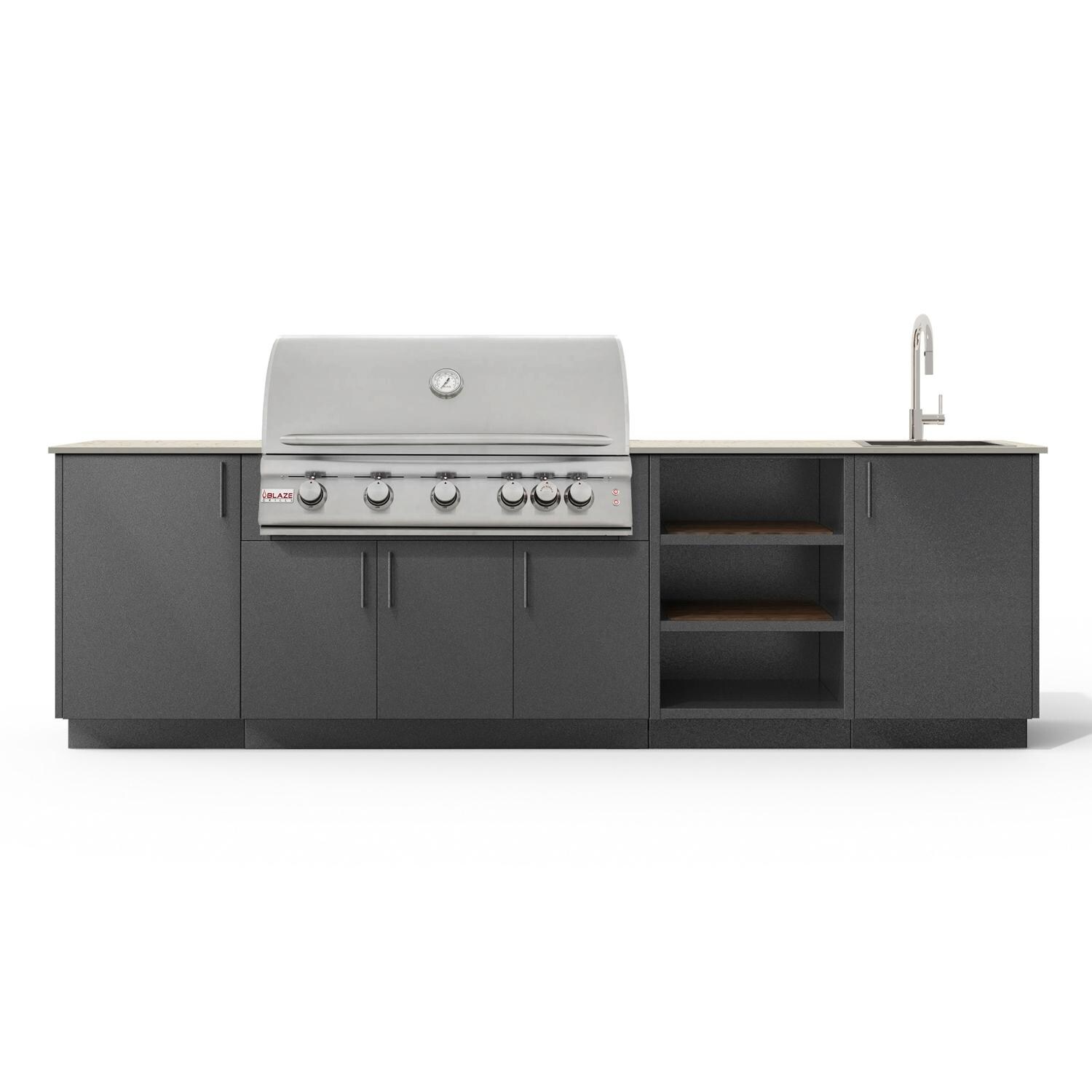Urban Bonfire Mist 40 Outdoor Kitchen w/ Blaze LTE Natural Gas Grill, Sink, Danae Dekton Countertop & Anthracite Finish - B-Mist-40-Blaze-Danae-Anthracite