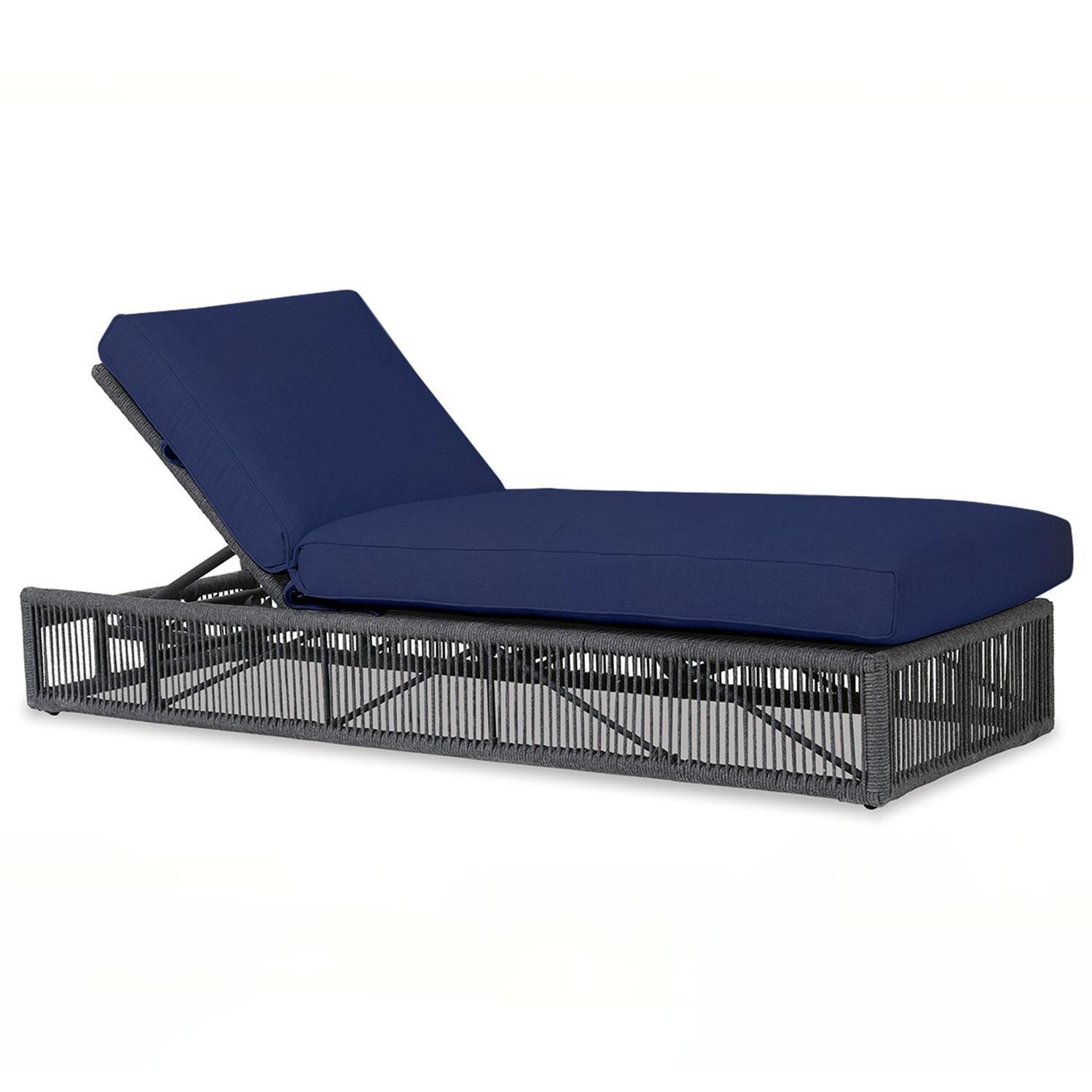 Milano Aluminum & Olefin Rope Adjustable Patio Chaise Lounge in Echo Midnight w/ Self Welt By Sunset West