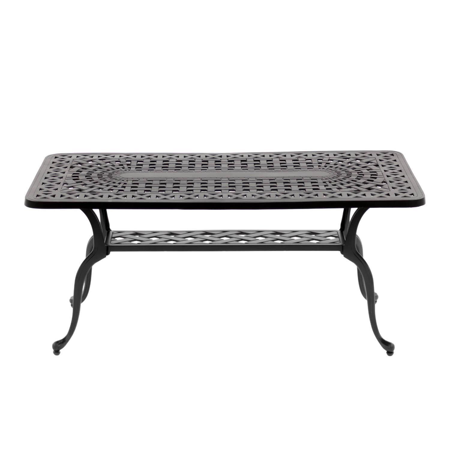 Du Monde 42 X 21 Inch Rectangular Cast Aluminum Outdoor Coffee Table - Side View thumbnail