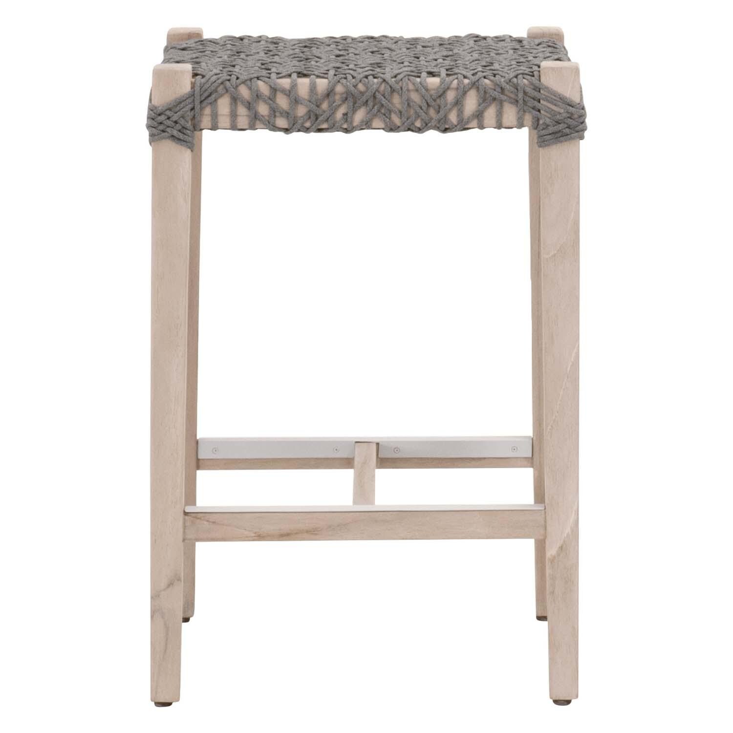Blushing Bay Woven Rope Backless Counter Bar Stool in Dove By Lakeview