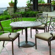 Darlee Santa Barbara 5 Piece Cast Aluminum Patio Dining Set With Pedestal Table - Mocha image
