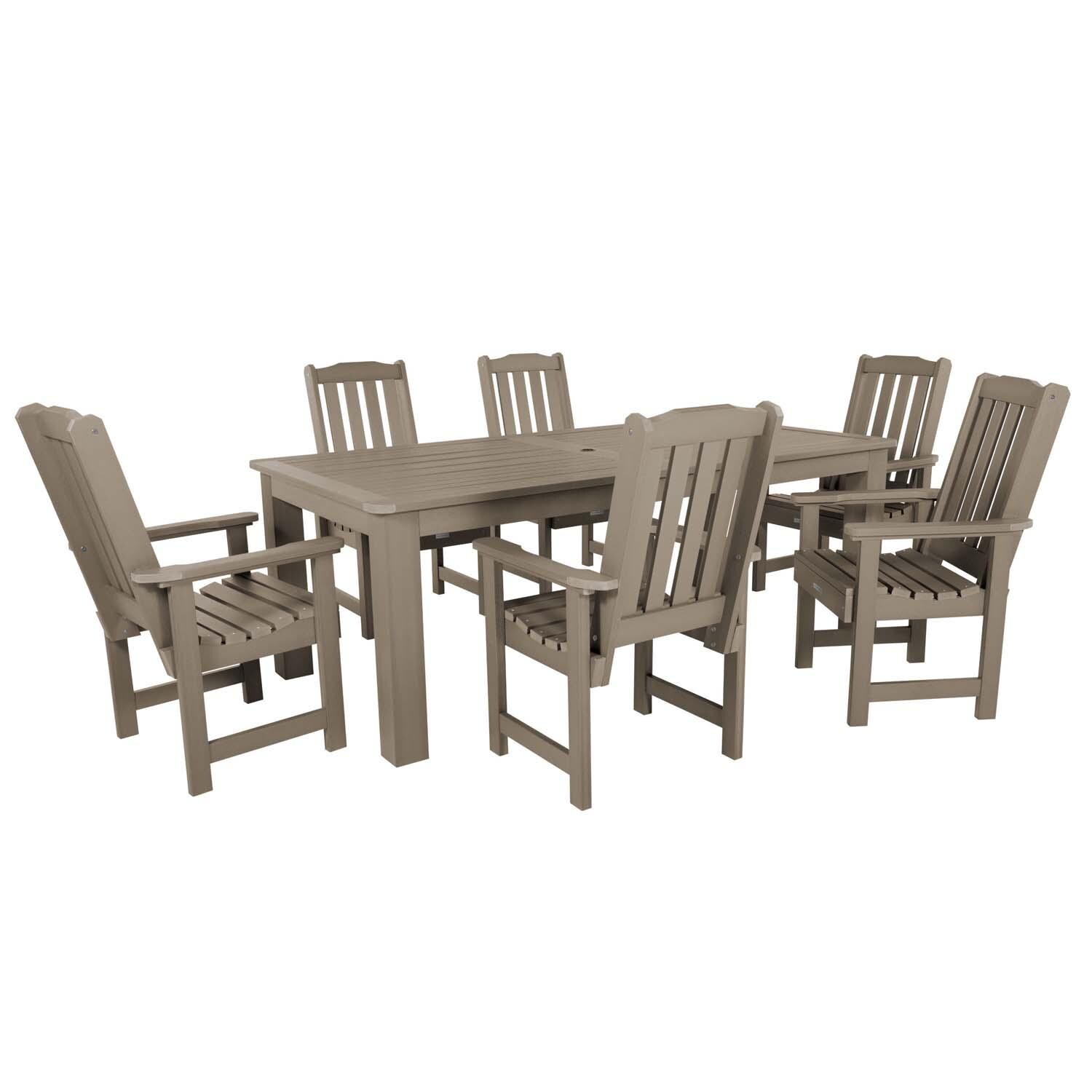Hart Lane 7 Pc Recycled Plastic Dining Set In Woodland Brown by Lakeview - White Background thumbnail