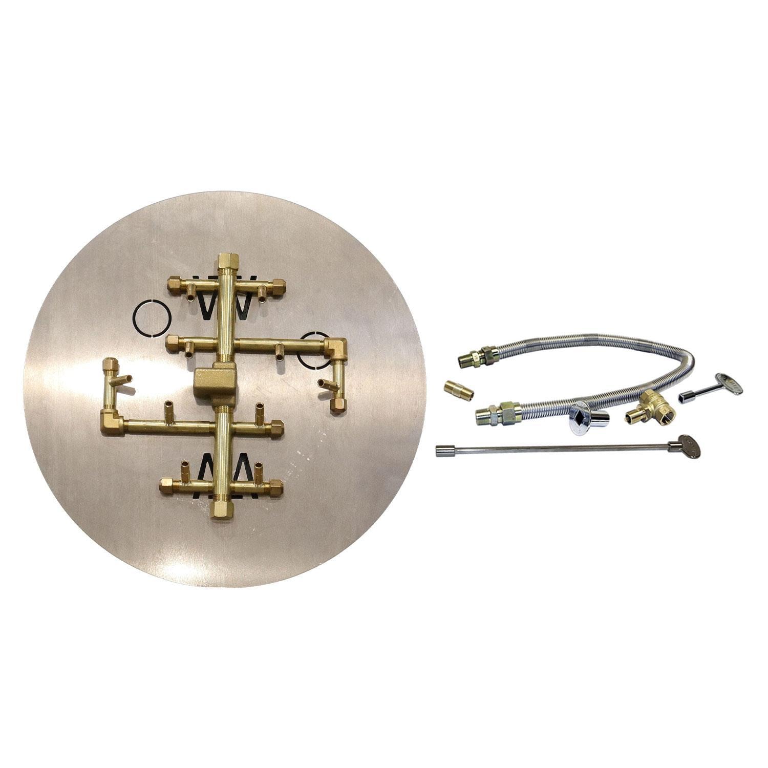 Warming Trends 11 3/4 X 10 1/2 CROSSFIRE Brass Natural Gas/Propane Burner w/ 24-in Circular Plate & Flex Line Kit