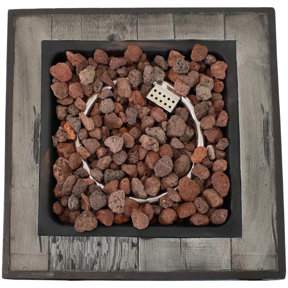 Ultimate Patio 20-Inch Square Weathered Wood Propane Gas Fire Pit Table - Top View thumbnail