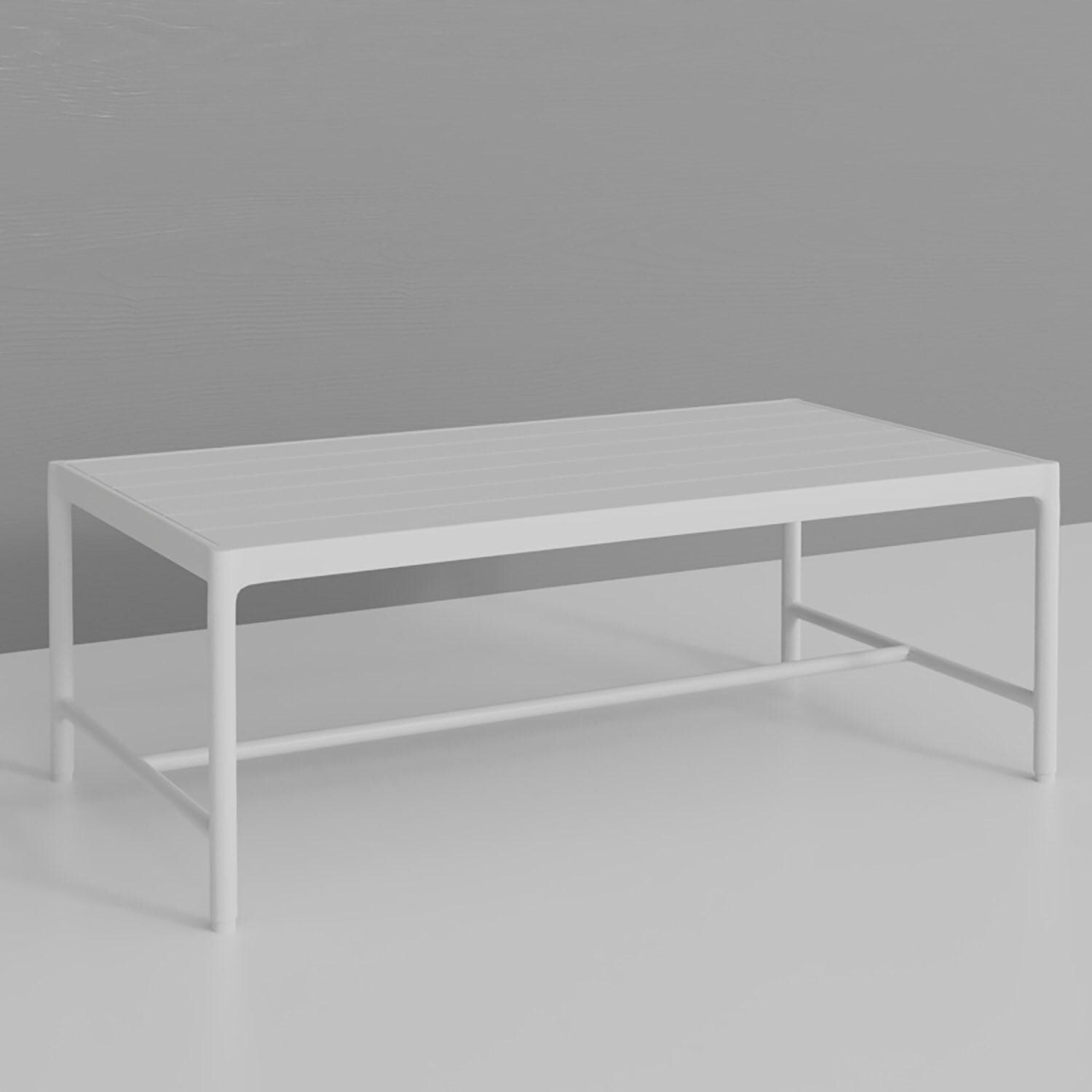 Sabbia Aluminum Coffee Table in Satin White by Sunset West - Lifestyle thumbnail