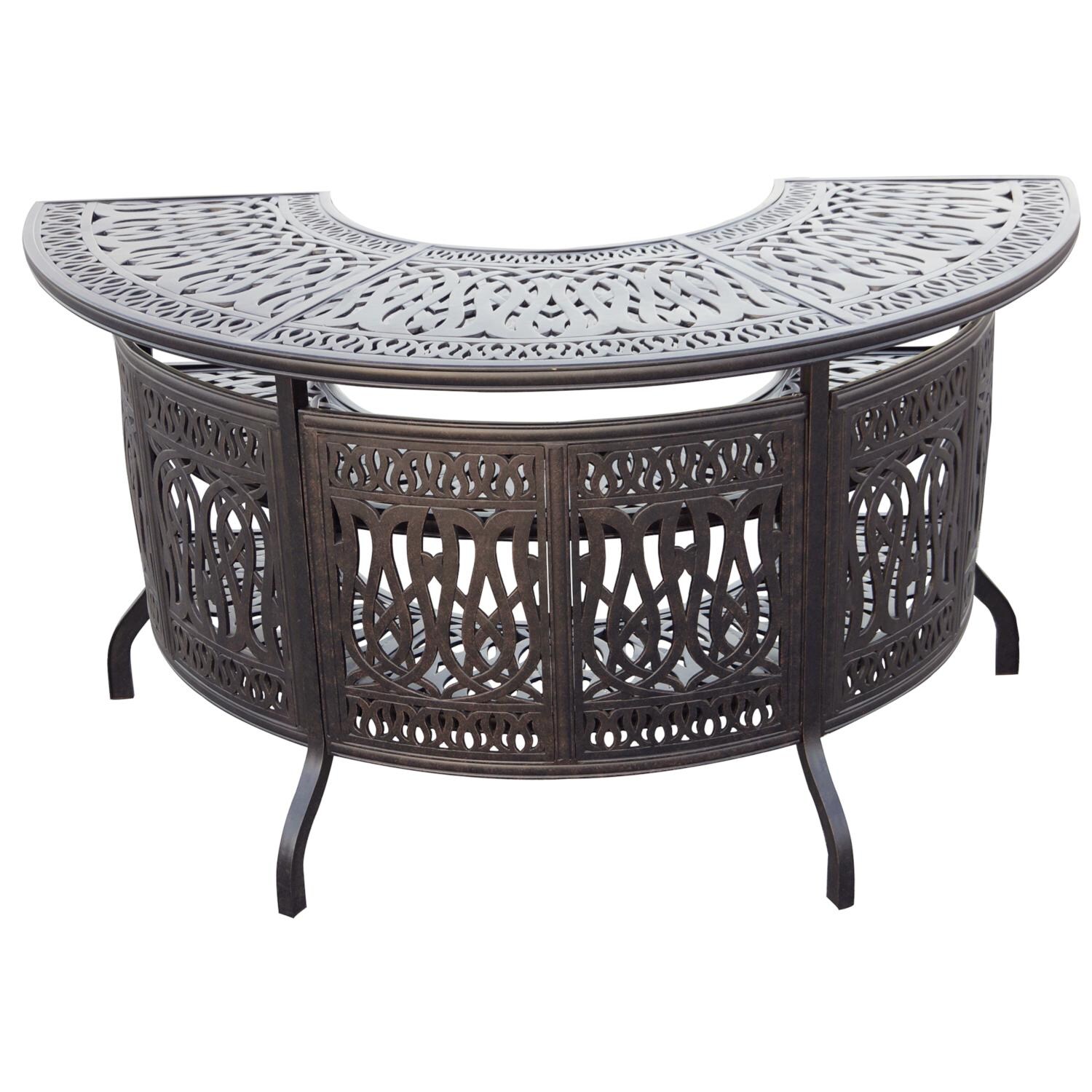 Darlee DL2052-5PC-707K17 Santa Monica 5 Piece Cast Aluminum Party Bar Set W/ Armless Swivel Bar Stools & Sesame Cushions - Party Bar thumbnail