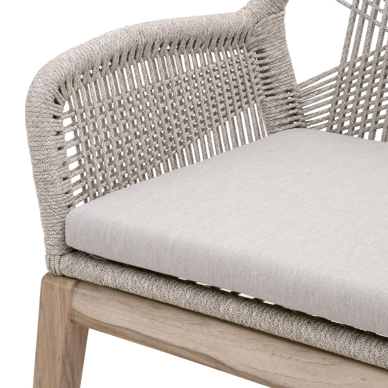 Lakeview Peninsula Way 2 Pc Woven Rope Dining Arm Chair in Taupe & White - Seat Detail thumbnail