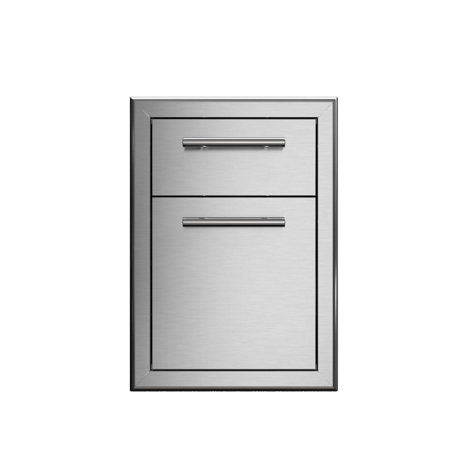 XO Appliance XOG16DRAWER Pro-Grade 16-Inch Outdoor Stainless Steel Double Access Drawer - Closed - Front View - White Background thumbnail