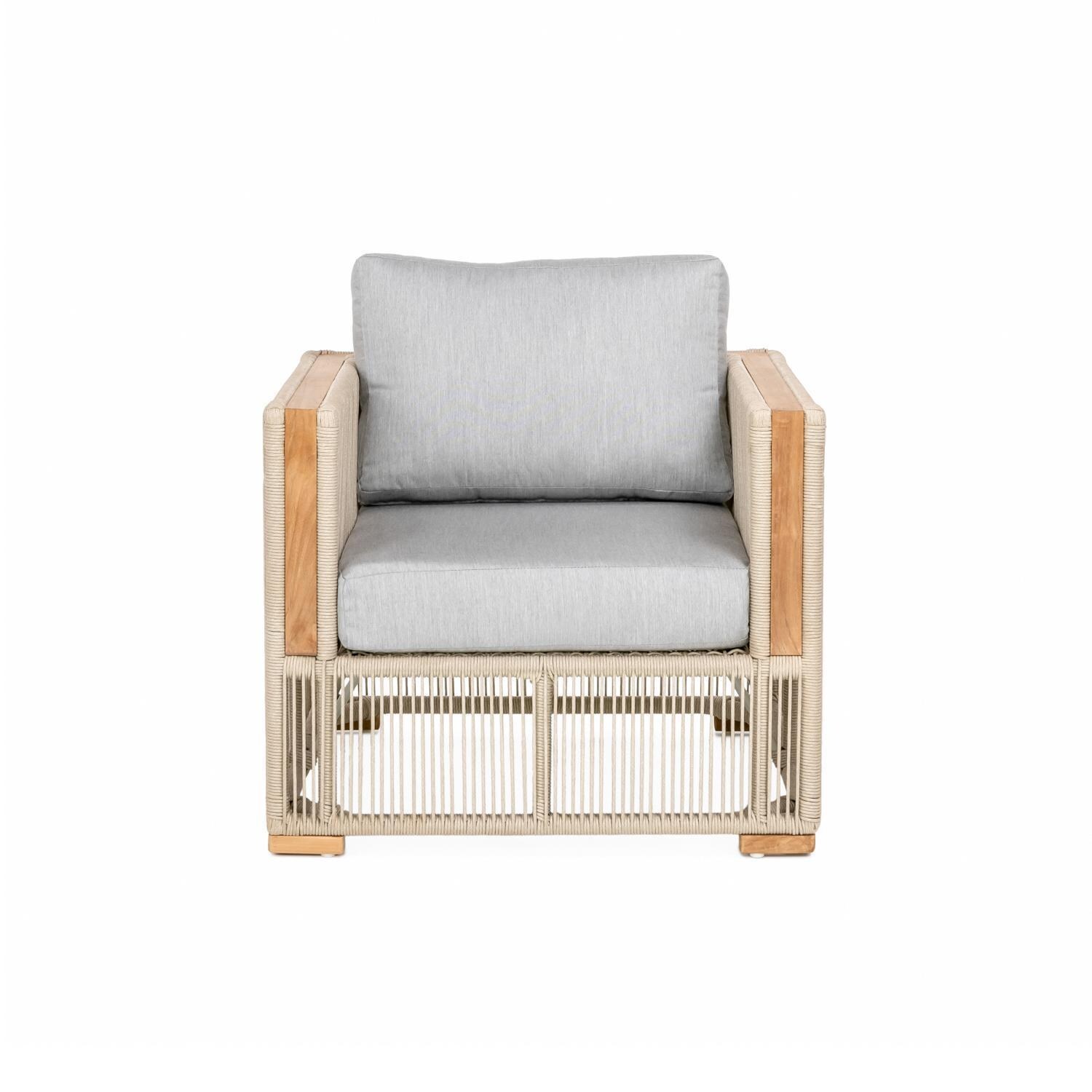 Teak + Table Breeze Olefin Rope & Teak Patio Club Chair in Dune/Granite - Front - White Background thumbnail