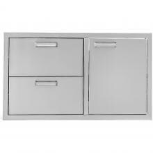 BBQGuys Sonoma Series 36-Inch Stainless Steel Right-Hinged Access Door & Double Drawer Combo image