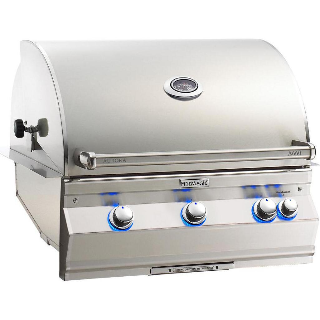 Fire Magic Aurora A660i 30-Inch Built-In Propane Gas Grill With Analog Thermometer And Rotisserie - A660i-6EAP thumbnail