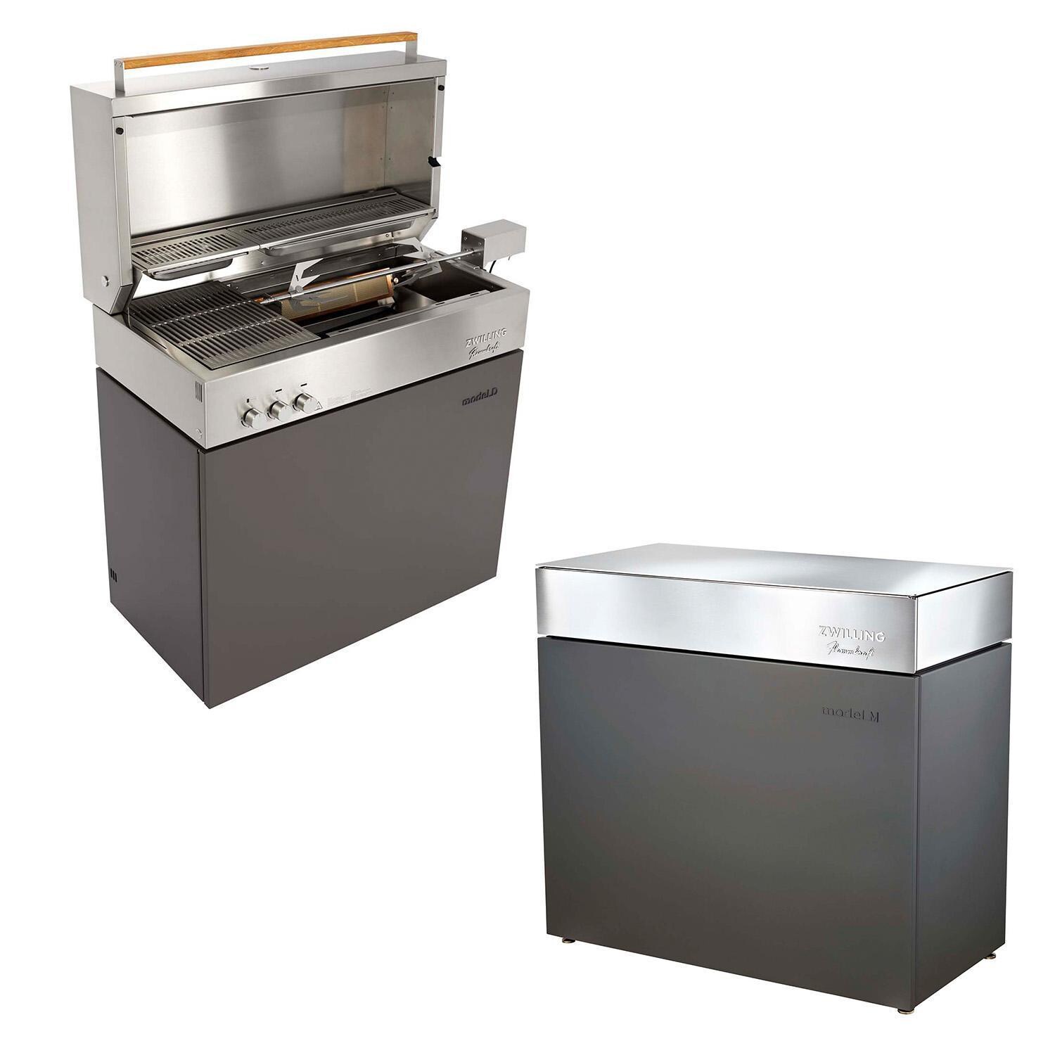 Flammkraft Model D Freestanding Grill & Model M Prep Center Module - Deep Umbra - 1029540