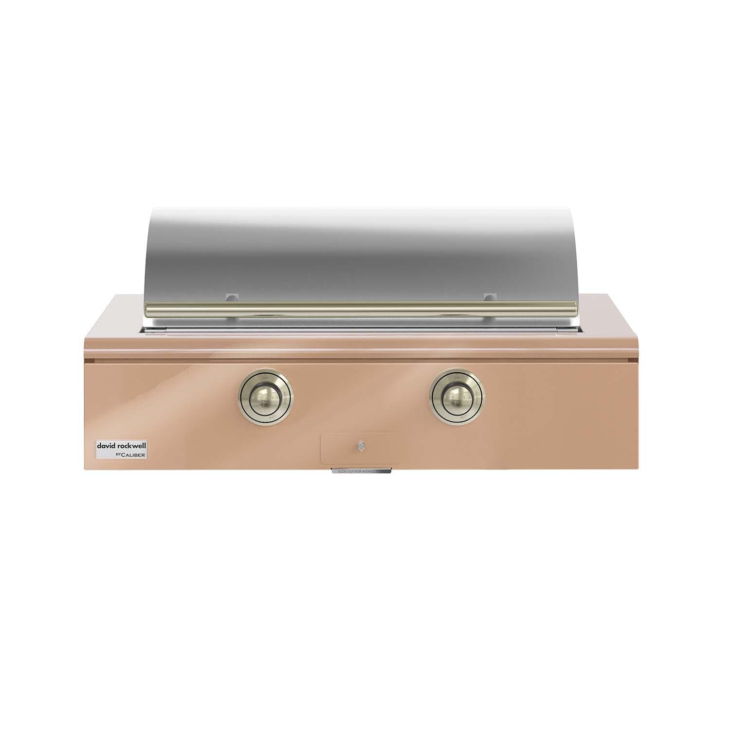 Caliber CRG-42BN00-A-179-H01 42-in Natural Gas Built-In Rockwell Grill - Champagne w/ Brass Hardware - Lid Closed - White Background thumbnail
