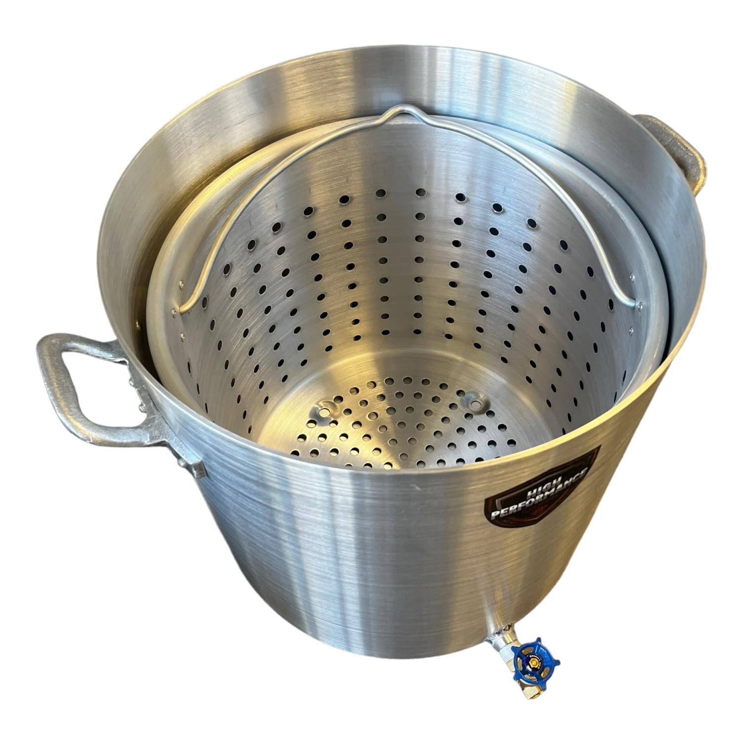 High Performance Cookers PW100-BTJ-VLV075 100 Quart Powered Seafood/Crawfish Cooker - Nonpowered Top View - White Background thumbnail