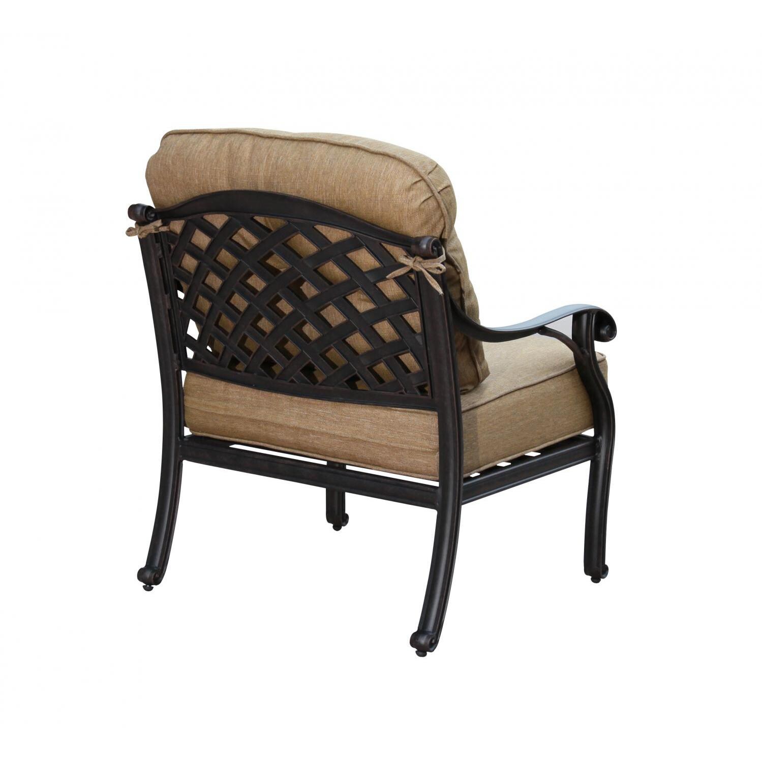 Darlee B/DL603-4PC-60BP Nassau 4 Piece Cast Aluminum Patio Conversation Set W/ 42 X 21 Inch Coffee Table & Sesame Cushions - Chair Back Detail thumbnail