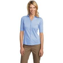 Port Authority Ladies Silk Touch Interlock Button-Front Polo Shirt Medium - Blue Lake image
