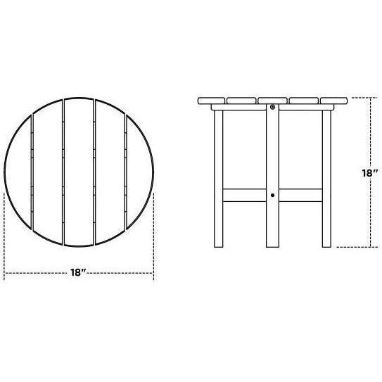 POLYWOOD Black Vineyard 3-Piece Curveback Adirondack Set - Table Dimensions thumbnail