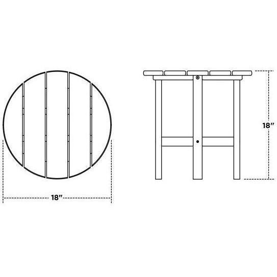 POLYWOOD Black Vineyard 3-Piece Curveback Adirondack Set - Table Dimensions thumbnail
