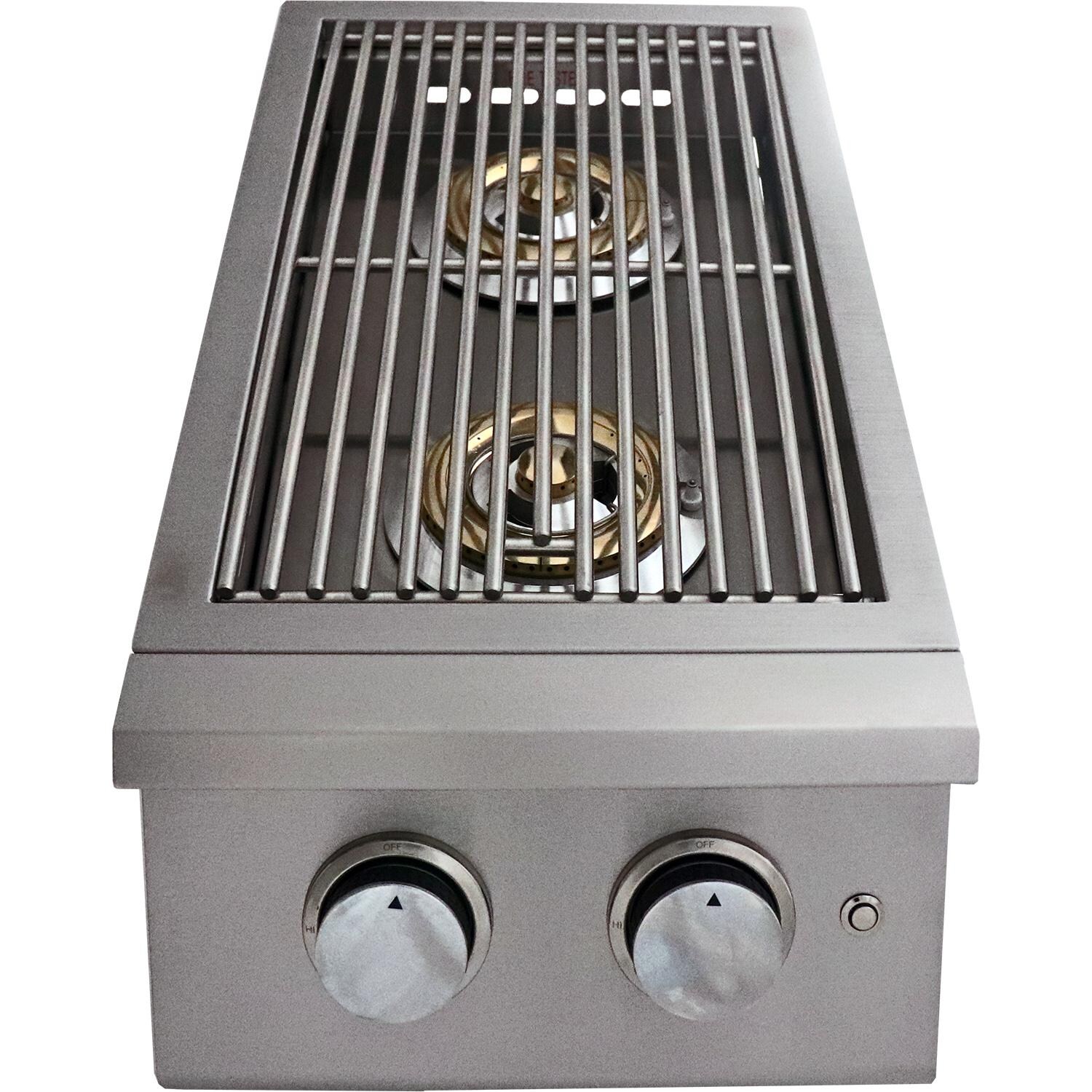 RCS Premier Series Built-In Double Side Burner W/ Blue LED Lights - Front W/ LED Lights Off thumbnail
