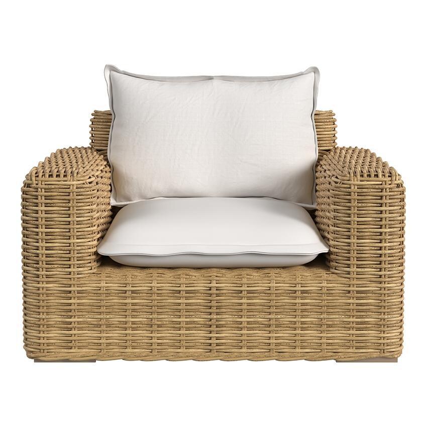 Playa Resin Wicker Oversized Club Chair in Medium Wood/Soothe Pearl by Sunset West - Front - White Background thumbnail