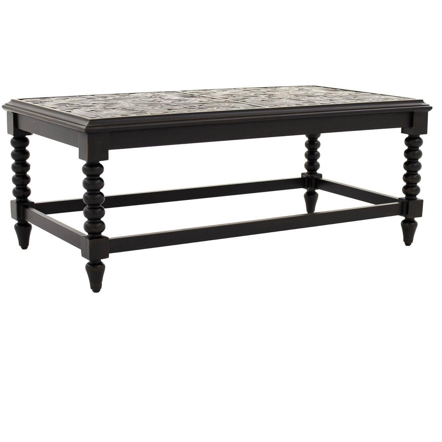 Du Monde 46 X 24 Inch Rectangular Cast Aluminum Outdoor Coffee Table - Front View thumbnail