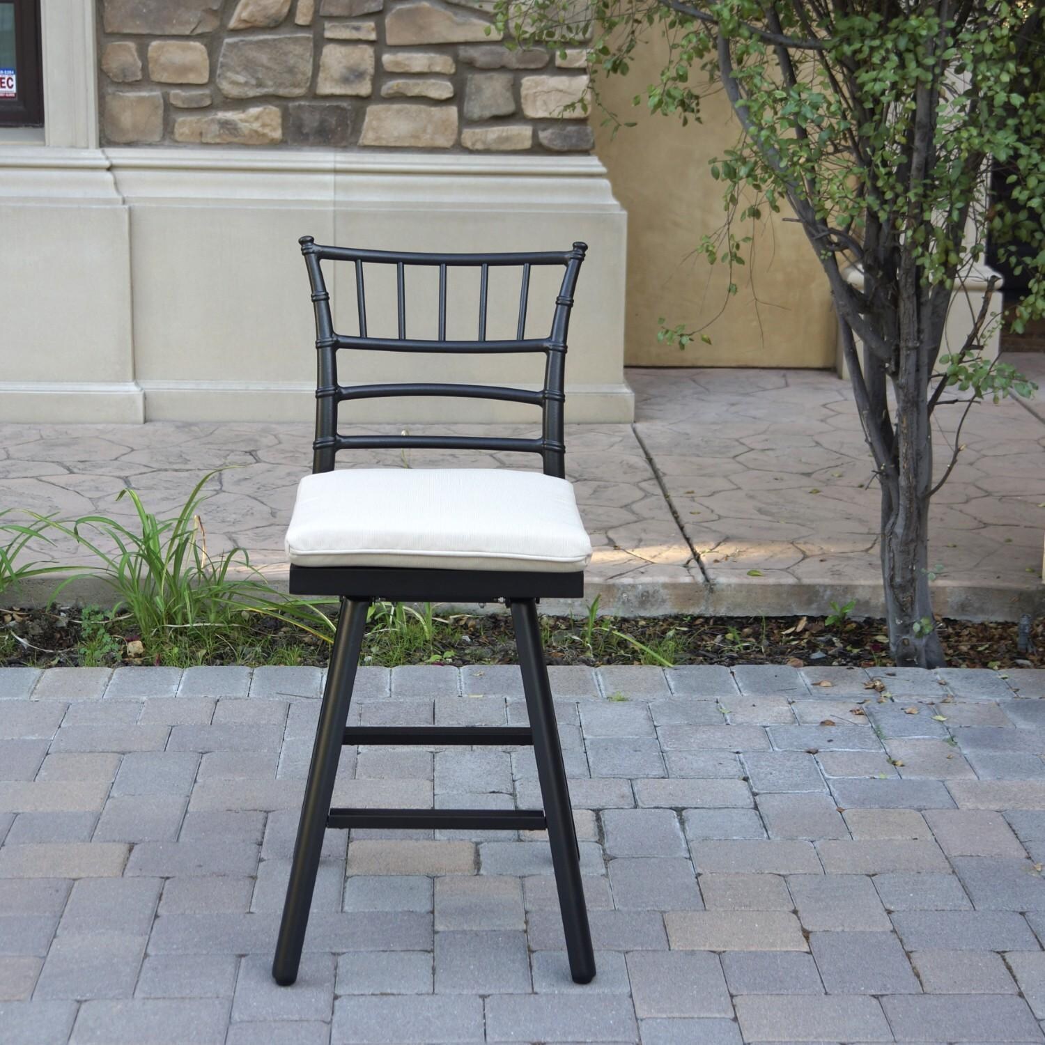 Bella 2 Pc Aluminum Swivel Counter Height Bar Stool Set in Beige/Dark Brown by Darlee - Front - Lifestyle thumbnail