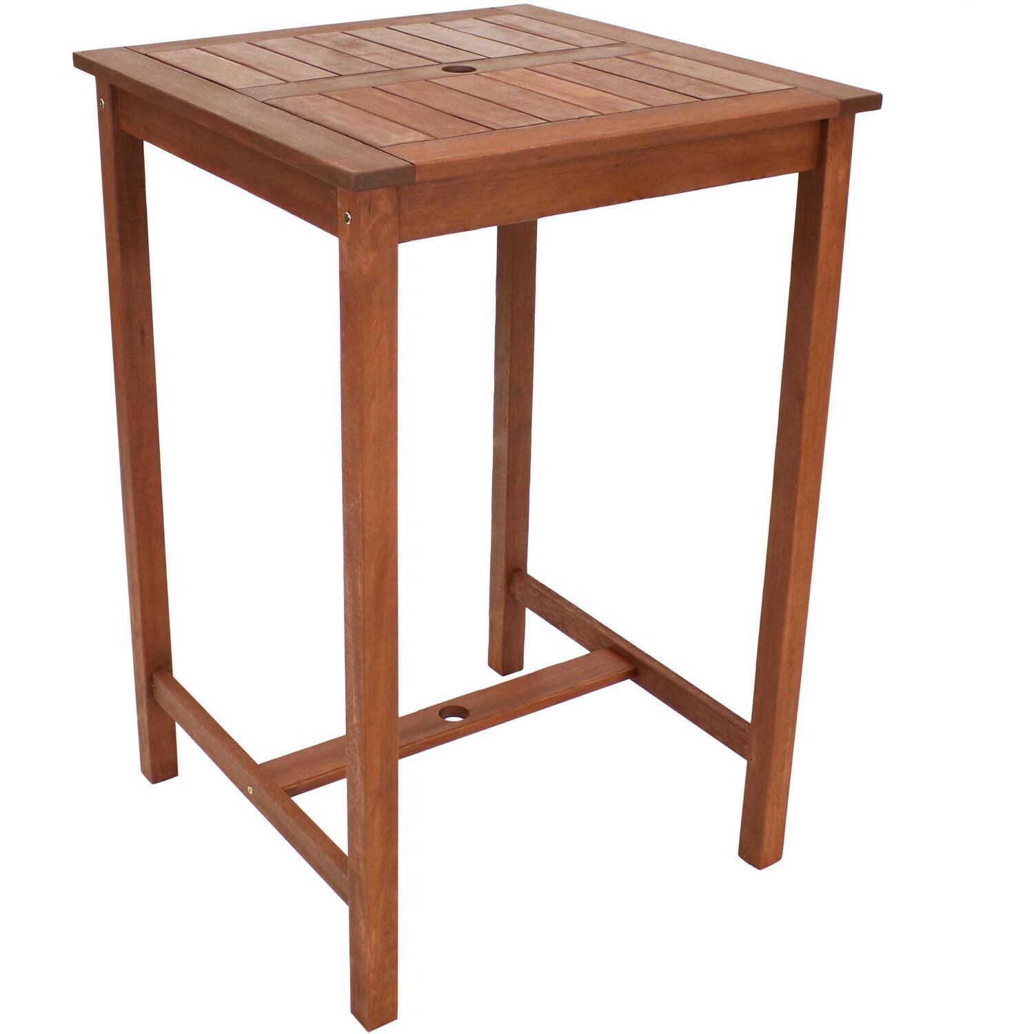 Ultimate Patio 27 1/2-Inch Meranti Wood Square Bar Height Table W/ Teak Oil Finish - Full View thumbnail