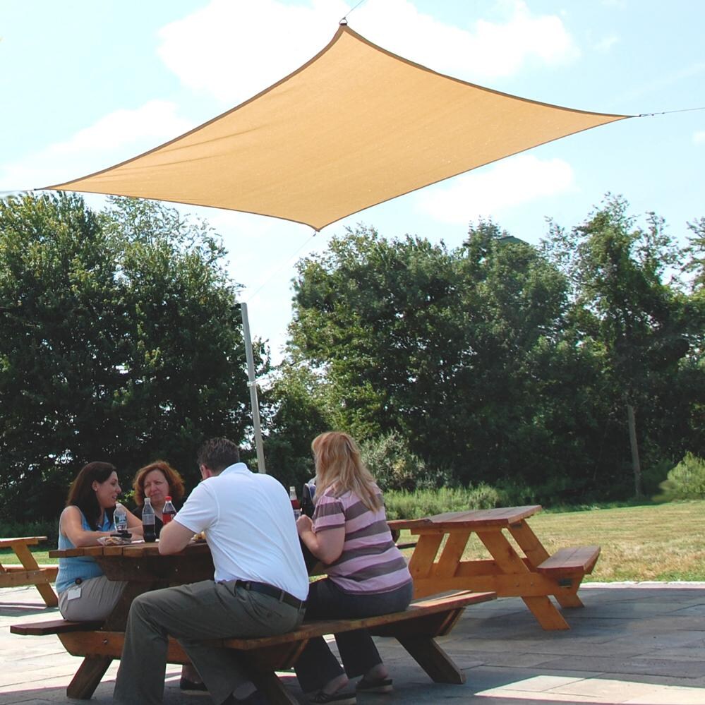 ShadeLogic Sun Shade Sail Heavy Weight 16 Foot Square - Sand Picnic Shade thumbnail