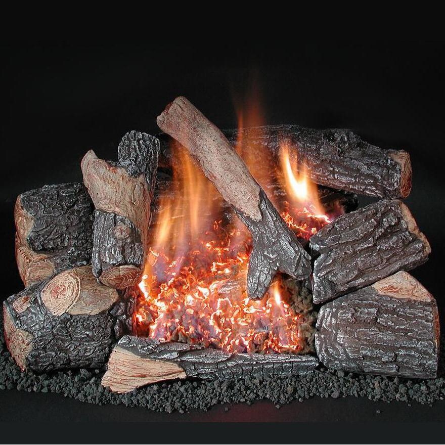 Rasmussen 18Inch Bark Gas Log Set With Vent Free Natural Gas Evening