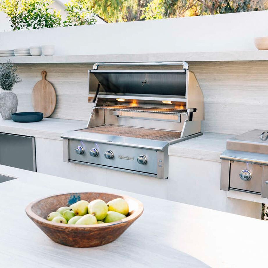 Alturi ALT36T-LP 36-in Built-In Propane Grill - Installed Grill - Lid Open - Lifestyle thumbnail