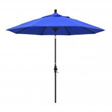 California Umbrella 9 Ft. Octagonal Aluminum Collar Tilt Patio Umbrella W/ Crank Lift & Fiberglass Ribs - Bronze Frame / Sunbrella Canvas Pacific Blue Canopy