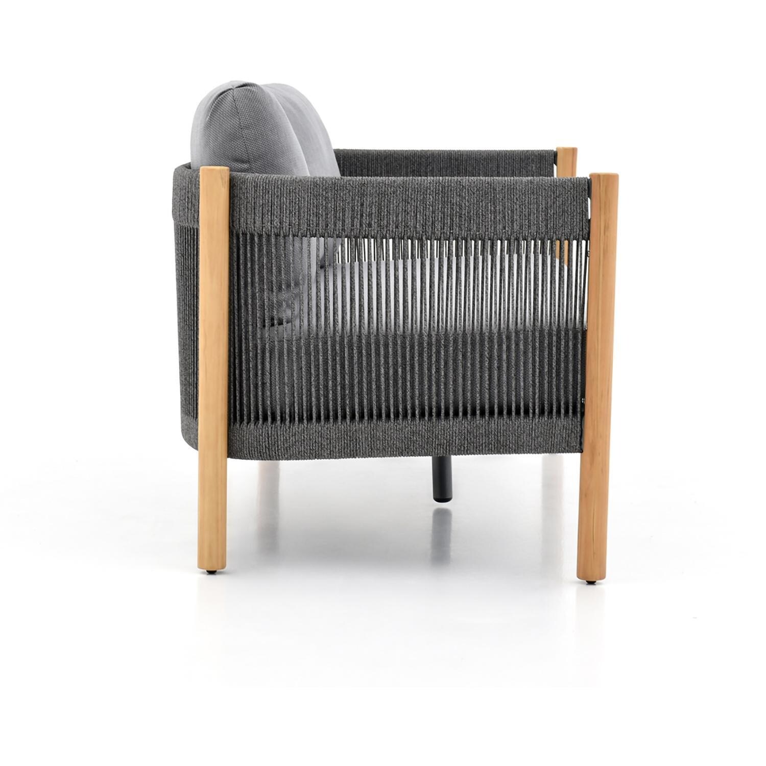 Dekka 5 Pc Seating Set W/ Grey Cushions in Wood By Lakeview Outdoor Designs - Sofa Side - White Background thumbnail