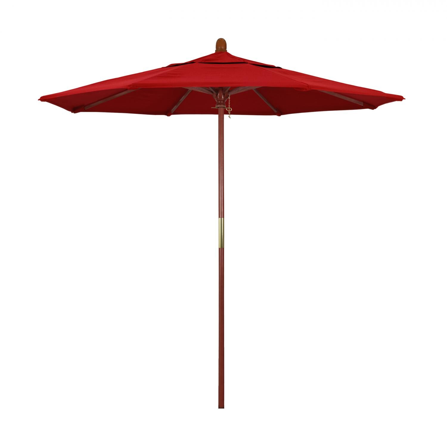 California Umbrella 7.5 Ft Octagonal Hardwood Patio Umbrella W/ Push Lift & Hardwood Ribs - Sunbrella Canvas Jockey Red Canopy thumbnail